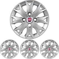 JG 4 Calota Palio Fire Economy Flex Aro 13 Prata Metálico com Emblema