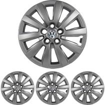 JG 4 Calota Polo Aro 15 Prata Metálico com Emblema