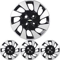 JG 4 Calota Prisma 2014 15 16 Aro 14 Black Piano com Prata Metálico com Emblema JG 4 Calota Prisma 2014 15 16 Aro 14 Black Piano com Prata Metálico com Emblema