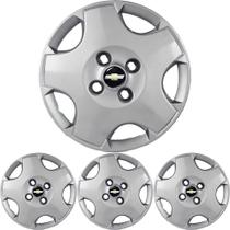 JG 4 Calota Prisma Aro 13 Prata Metálico com Emblema