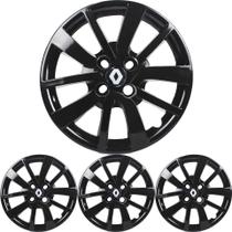 JG 4 Calota Sandero 2014 15 16 17 18 19 20 Aro 14 Black Piano com Emblema JG 4 Calota Sandero 2014 15 16 17 18 19 20 Aro 14 Black Piano com Emblema