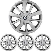 JG 4 Calota Sandero Aro 14 Prata Metálico +Emblema JG 4 Calota Sandero Aro 14 Prata Metálico +Emblema