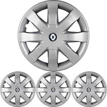 JG 4 Calota Sandero Aro 15 2015 16 Prata Metálico + Emblema JG 4 Calota Sandero Aro 15 2015 16 Prata Metálico + Emblema