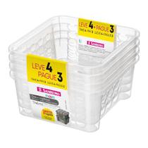 Jg 4 Cestos Organizador Retangular Plástico Empilhável 746ML