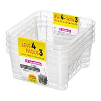 Jg 4 Cestos Organizador Retangular Plástico Empilhável 746ML Jg 4 Cestos Organizador Retangular Plástico Empilhável 746ML