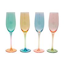 Jg.4 Taças para Champanhe de Vidro Burano 200ml Colors