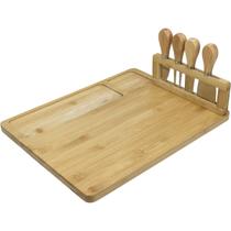 Jg 4pç p/ queijo home&co com tabua para cortar divisoria bambu natural Jg 4pç p/ queijo home&co com tabua para cortar divisoria bambu natural