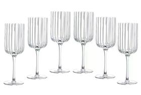 JG 6 DE TAÇAS EM CRISTAL LAPIDADO C/ FILETES BRANCOS 400ml