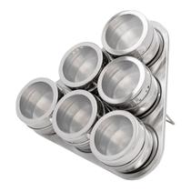 Jg 6 Porta Condimentos Tempero Inox Magnético Suporte Triang