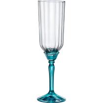 Jg.6 Taças Champanhe em Vidro Bormioli Rocco Base Azul 210ml