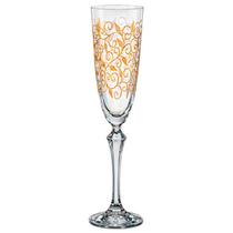Jg.6 Taças p/Champanhe Cristal Elizabeth Decorada Dourada 200ml
