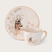 Jg 6 xícaras de chá rena dourada - coleção de natal - luiz salvador