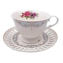 Jg.6 Xícaras p/Chá c/Pires Mon Cheri New Bone China 220ml Jg.6 Xícaras p/Chá c/Pires Mon Cheri New Bone China 220ml