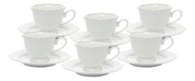Jg 6 Xicaras Porcelana Maldivas Fio De Ouro 180ml Wolff