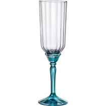 JG 6PÇ TAÇAS CHAMPANHE BORMIOLI ROCCO FLORIAN PÉ AZUL VIDRO 210ml 22x6x6cm TRANSPARENTE