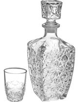 JG 7PÇ GARRAFA/COPOS LICOR BORMIOLI ROCCO DEDALO LAPIDADO VIDRO 780ml/85ml xcm