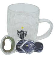 Jg Abridor De Garrafas Com Caneca De Vidro 280ml - Atlético Mineiro - Mileno