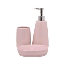 Jg Banheiro Porta escova Saboneteira Dispenser Sabonete Rosa