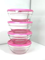 Jg c 4 tigelas de vidro com tampa 12cm Jg c 4 tigelas de vidro com tampa 12cm