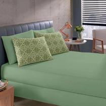 Jg Cama Casal Basic Rolinho Est Marvin Musgo 3pc