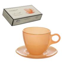 Jg com 4 xicaras de cha matte ambar c/ borda dourada 170ml Jg com 4 xicaras de cha matte ambar c/ borda dourada 170ml