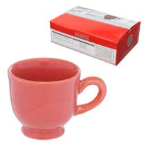 Jg com 6 xícaras para café de cerâmica reactive glaze rosa 100ml