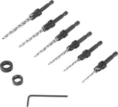 Jg de Brocas de Aço Rápido c/ Escareador 7/64" a 1/4" c/ 8 pçs VONDER