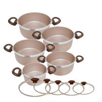 JG de Caçarolas Crema Plus Antiaderente 5 Pçs - Tampa de Vidro