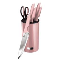 Jg De Facas Cabo Rosé + Suporte Inox 7 Pcs Ro Jg De Facas Cabo Rosé + Suporte Inox 7 Pcs Ro