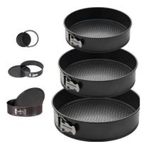 Jg de formas c/fundo removivel aco carbono antiaderente 24/26/28cm 3pcs - cm12, marca: em casa tem