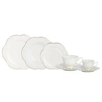 Jg de jantar Camélia Porcelana 42 pçs Filetado Lhermitage