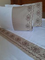 Jg De Lençol Casal Queen 4 Peças Bordado 400 fios Roma BE