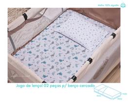 Jg de lençol p/ berço cercado estampado - bublim malhas - incomfral