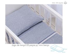 Jg de lençol p/ mini berço 03-peças malha essence - baby joy