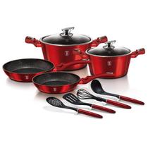 Jg De Panelas Vermelho Com Tampa 10 Pcs Jg De Panelas Vermelho Com Tampa 10 Pcs