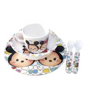 Jg De Refeição Infantil De Melamina Mickey e Minnie Branco Tsum Tsum Disney