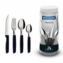 Jg de talheres 24 pc cb plast. preto c/pote