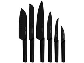 Jg Facas Tramontina Nygma Lâmina Aço Inox Preto 6 Peças