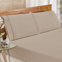 Jg Lençol Queen Classic Percal 180 Fios 3pç 80% Algodão 20% Poliéster- Cáqui