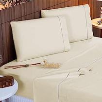 Jg Lençol Solteiro 02 pçs 400 Fios Micro Percal Palha