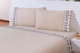 Jg Lençol Solteiro 188x88x30 Bordado Gira Sol 2peças 200fio CAQUI Jg Lençol Solteiro 188x88x30 Bordado Gira Sol 2peças 200fio CAQUI