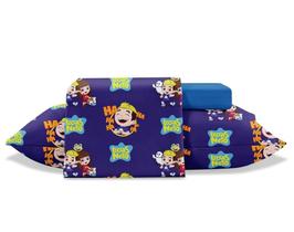 Jg lencol solteiro 3pcs toque de seda luccas neto azul - Jolitex