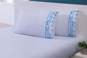 Jg Lençol Viúva 2,03x120x30 Bordado Gira Sol 3peças 200fios AZUL Jg Lençol Viúva 2,03x120x30 Bordado Gira Sol 3peças 200fios AZUL