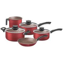 Jg Panelas 5pcs em aluminio antiaderente Paris Texture Vermelho - Tramontina Jg Panelas 5pcs em aluminio antiaderente Paris Texture Vermelho - Tramontina