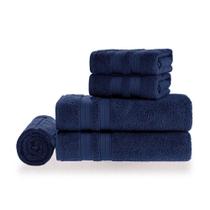 Jg Toalha Banhão Karsten Únika 5 Pcs 100% Algodão Azul Naval Jg Toalha Banhão Karsten Únika 5 Pcs 100% Algodão Azul Naval