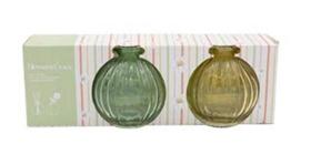 Jg. Vaso e Difusor Vidro Verde c/ 2 Peças e Varetas 8,3x8cm