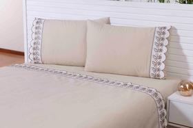 Jg Viuva Barrado Bordado caqui 200fios 4peças 120 x 20,3 X35 Jg Viuva Barrado Bordado caqui 200fios 4peças 120 x 20,3 X35