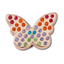 Jibbitz borboleta dourada incrustada arco-íris unico