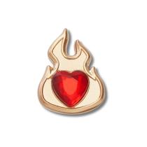 Jibbitz Chama de Ouro com Coração de Rubi Único