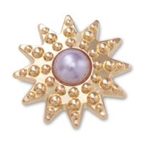 Jibbitz Estrela Dourada Pérola Roxa Único